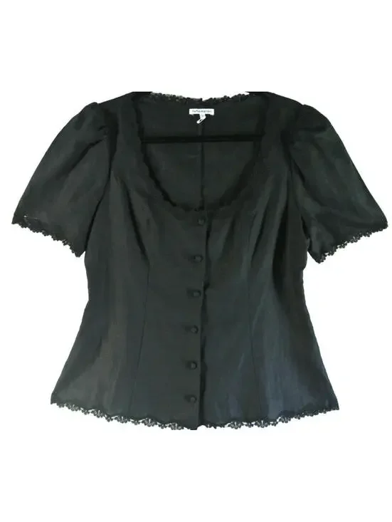 NEW, Reformation Annabella Top in Black SZ 12 #T3761 - Picture 1 of 5